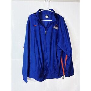 Nike Boise State Broncos Windbreaker Jacket Mens Sz XXL Blue Hood Full Zip Logo